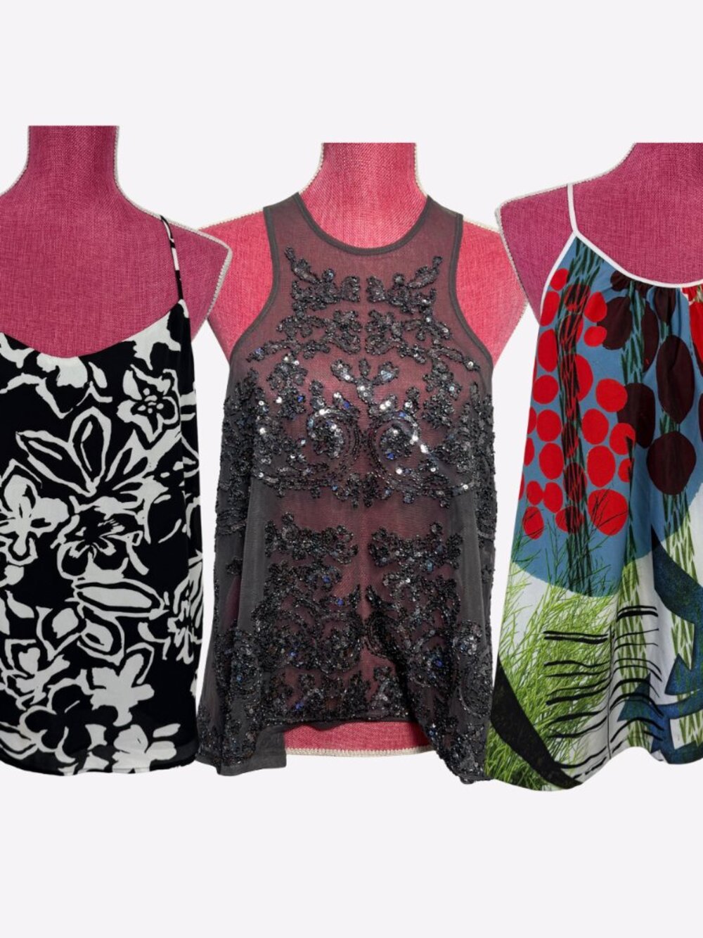 Lot of 3 Women's Size Medium Sleeveless Blouses Tank Tops Summer Party Going Out